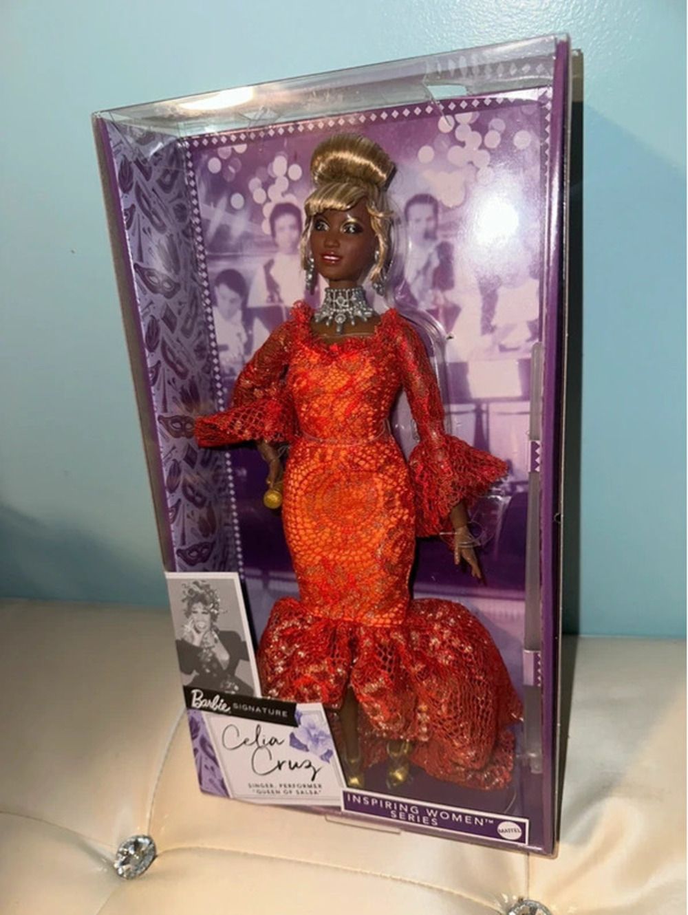 VTG Retro Barbie Signature Celia Cruz Fashion Doll Red NWB